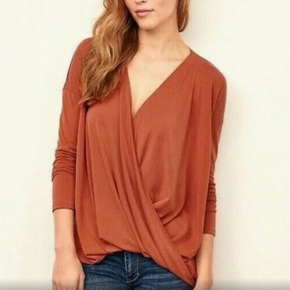 NWT Abercrombie & Fitch Burnt Orange Wrap Front Blouse